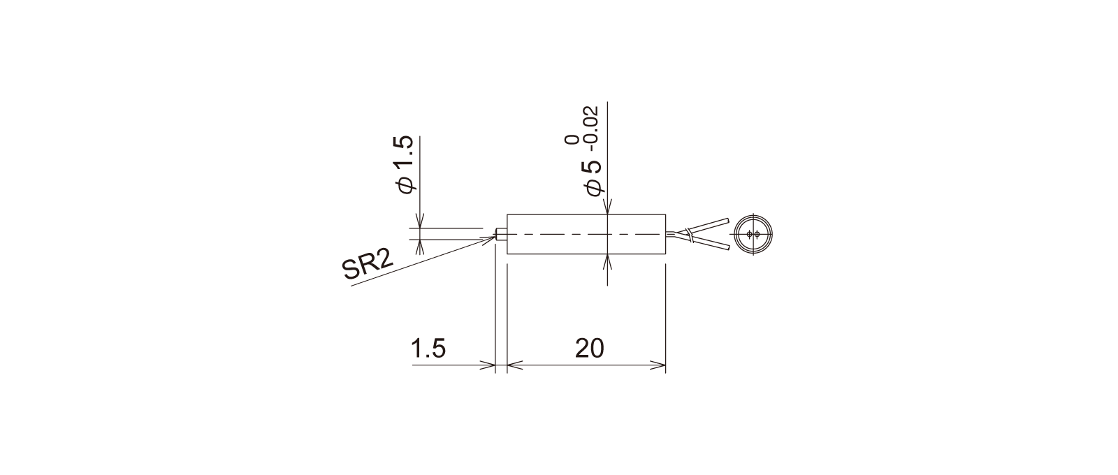 PT5S3WAの外径寸法図1