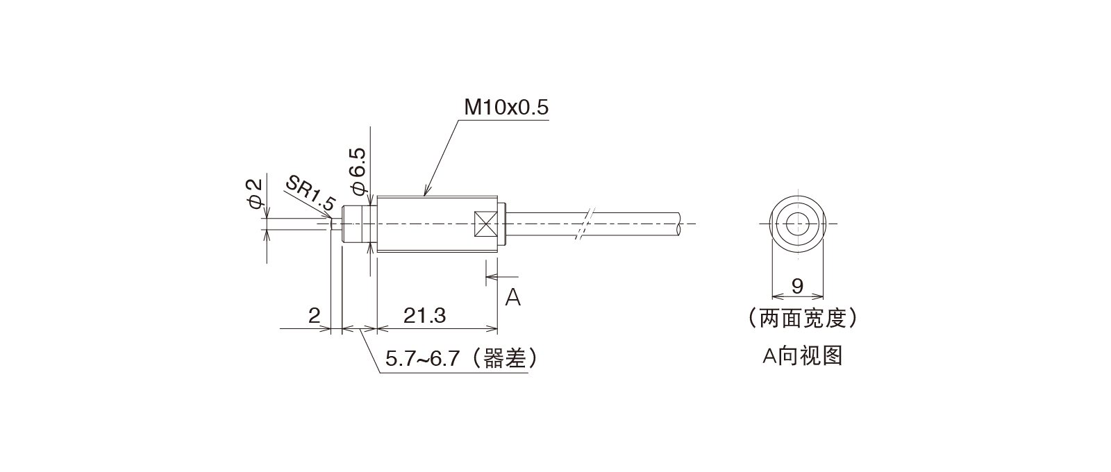 CSFN105Aの外径寸法図1