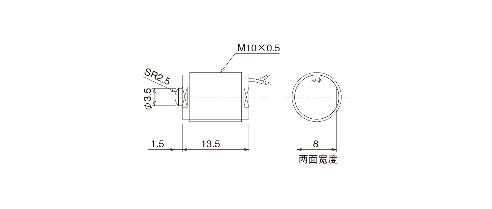 CSM105WAの外径寸法図1