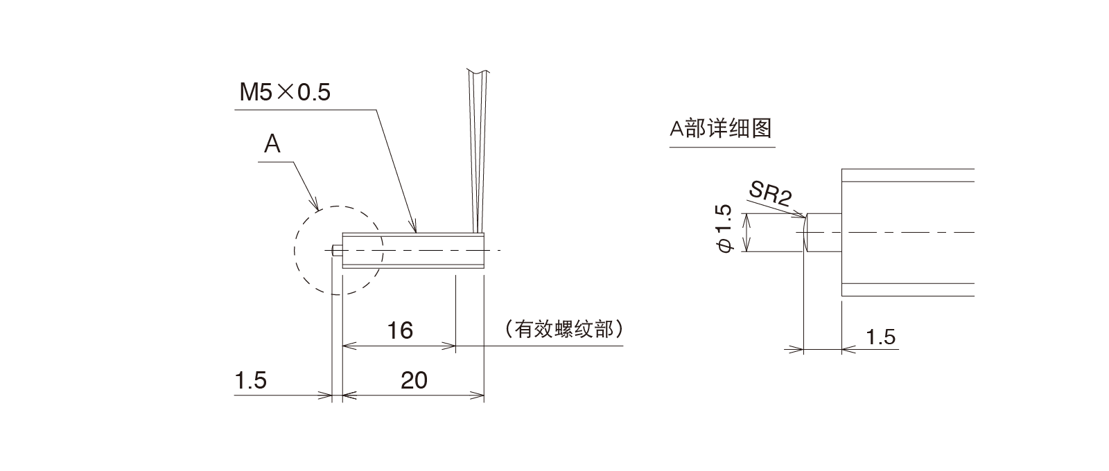 GN-PT5M3A-Rの外径寸法図1