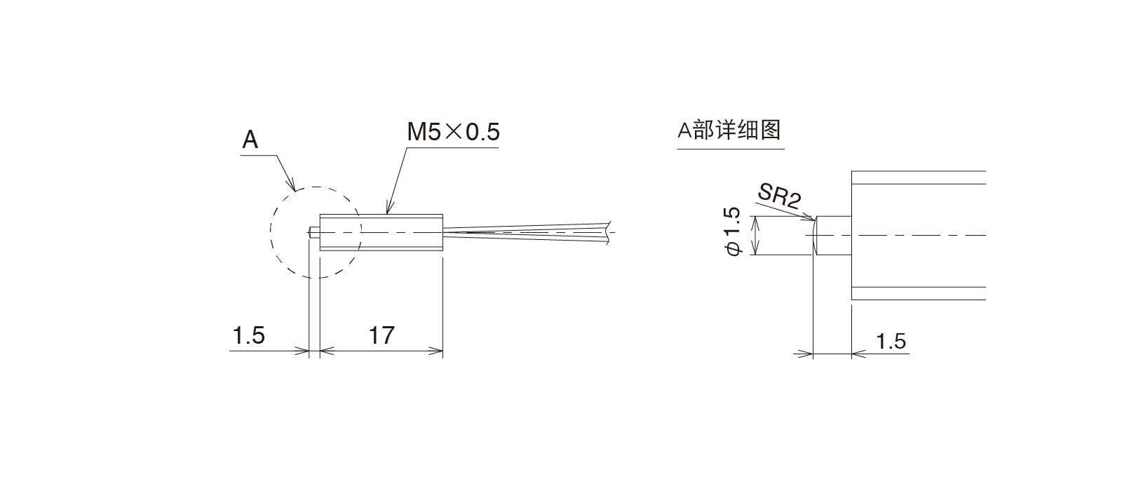 GN-PT5M3Bの外径寸法図1